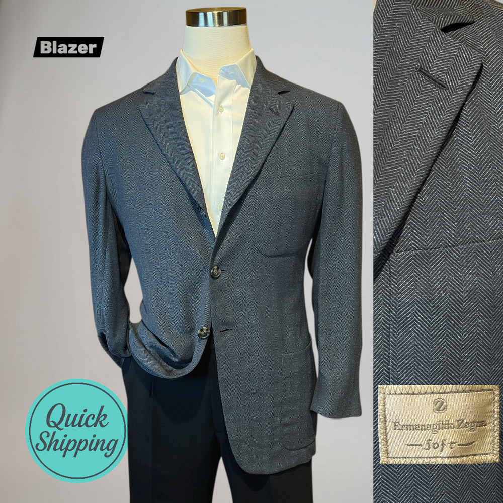 Ermenegildo Zegna 42R Gray Silk Wool Blazer Weekender Unconstructed 3/2 Roll